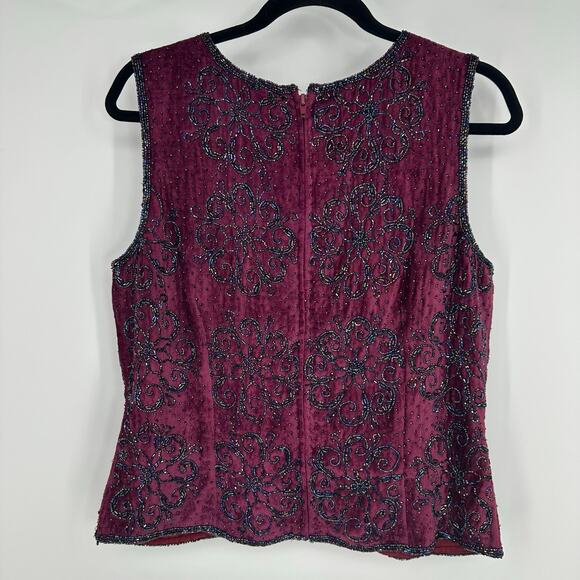Vintage Paradise Womens L Top Large Red Velvet Sleeveless Embellished Whimsygoth - Picture 3 of 9